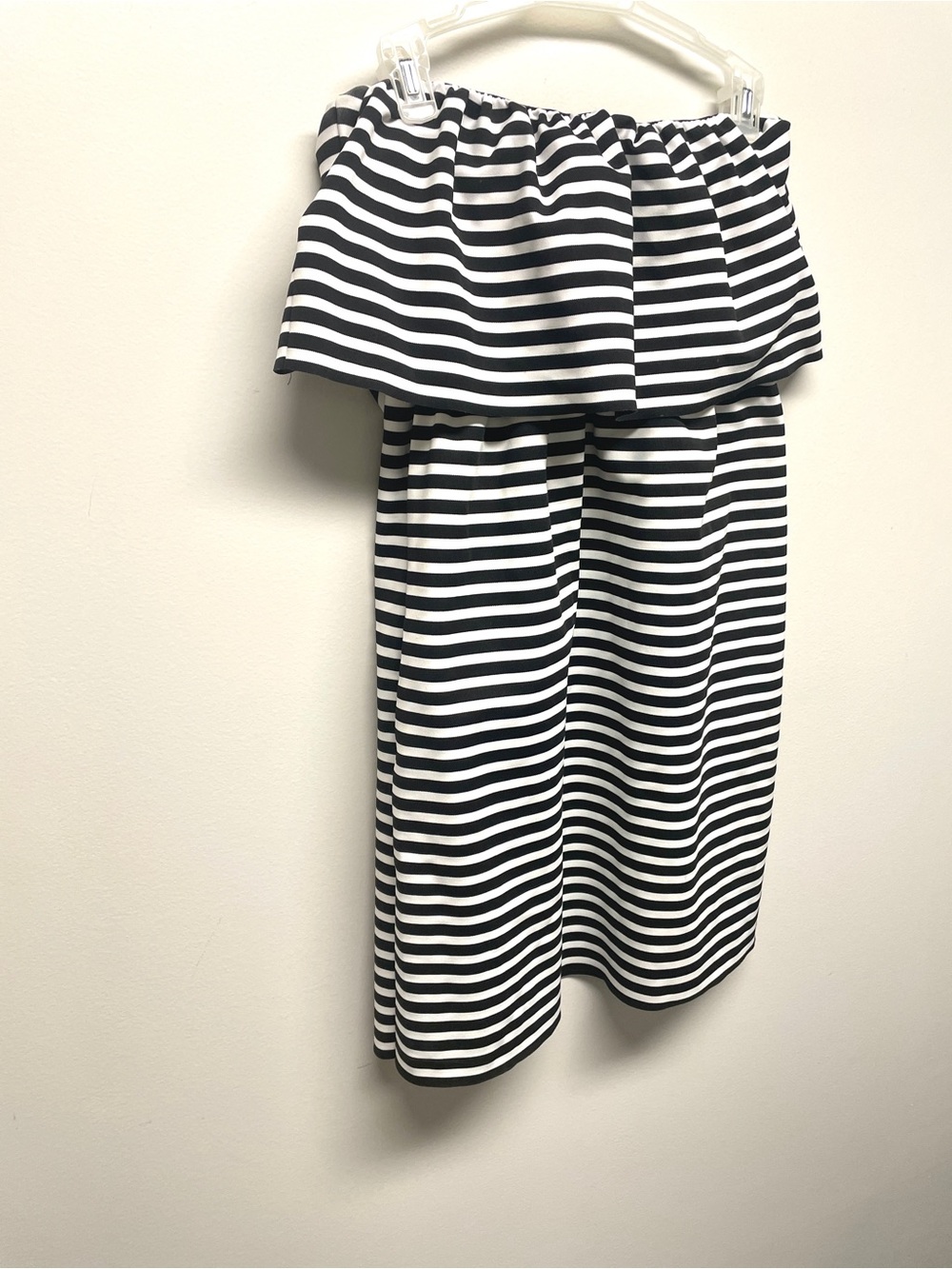 Zara Black & White Striped Strapless Dress